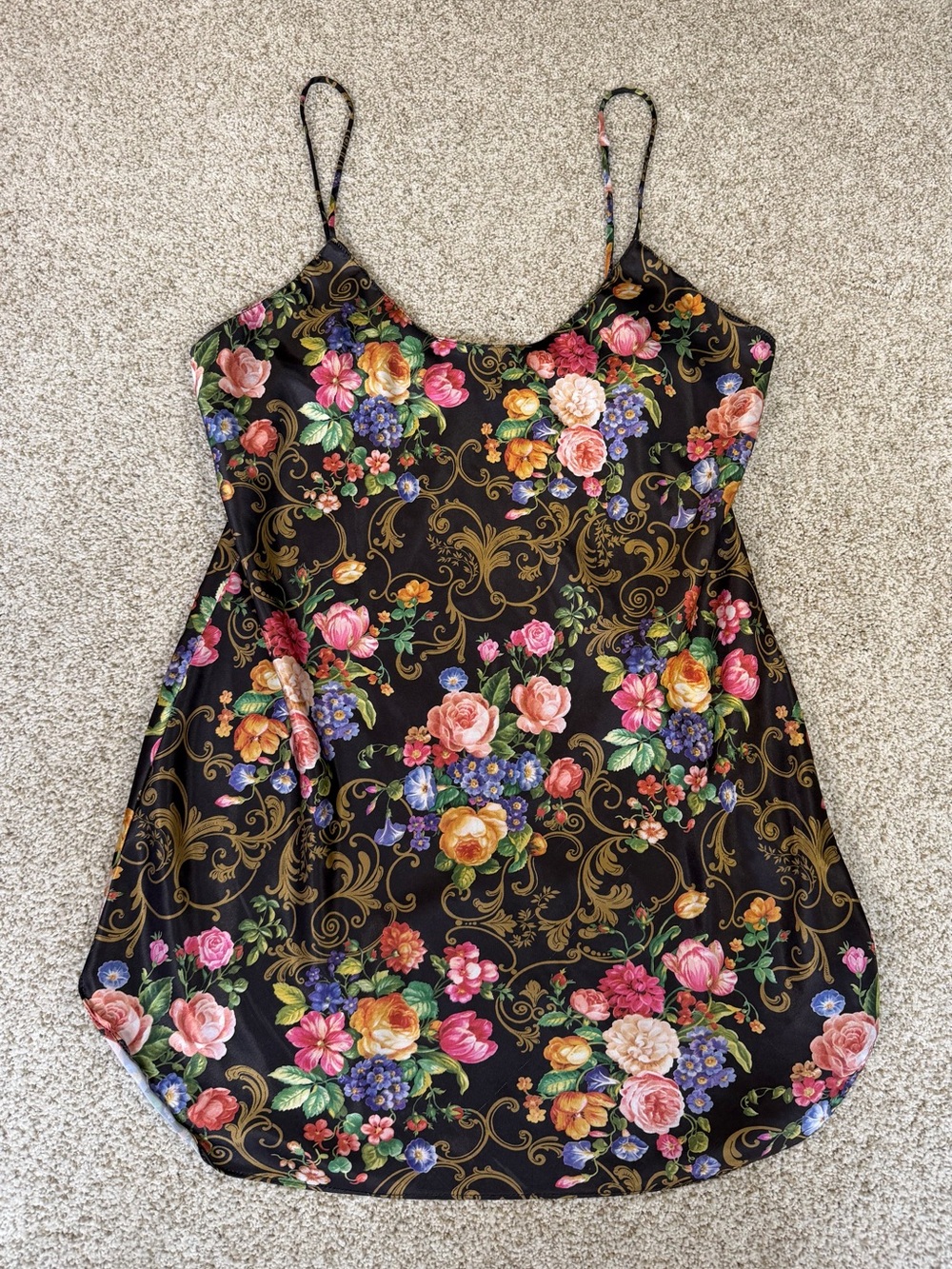 Vintage Circa 2000 Floral Slip Dress Nightgown Lingerie Made in USA Size Large